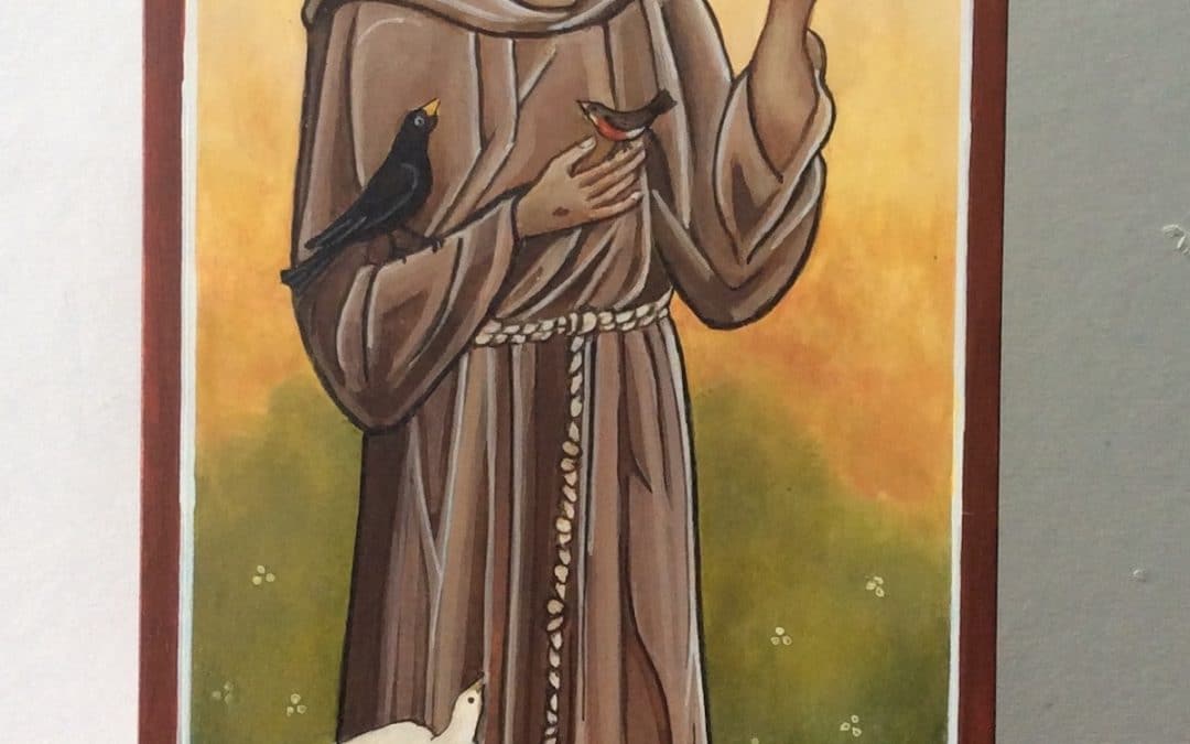 St Francis - icon by Sally Williams, Oil on Canvas, 60cm x 50cm